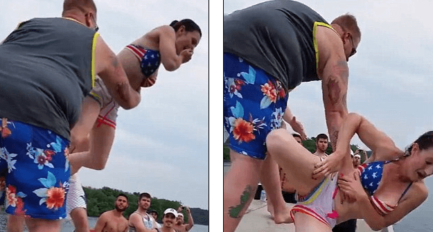 Kujdes kur tentoni të hidhni dikë në ujë (VIDEO)