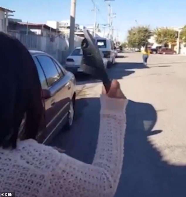 Distancë 30 metra dhe nëna e zemëruar qëllon të bijën me papuqe! (VIDEO)