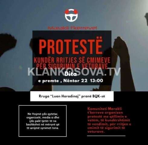 "Marakli t'kerreve" të premten në protestë kundër shtrenjtimit të sigurimit të veturave