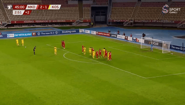 Kosova shkon në pushim me një gol disavantazh përballë Maqedonisë së Veriut