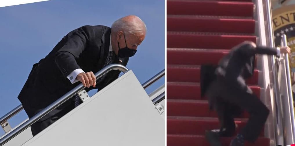 Shtëpia e Bardhë e fajëson erën për rrëzimin e Biden në shkallë (VIDEO)