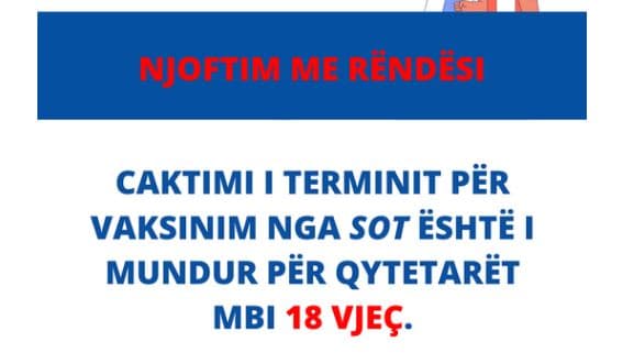 Nga sot lejohet vaksinimi edhe i personave mbi 18 vjeç