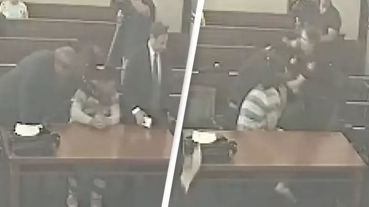 Përleshje në sallën e gjyqit, babai sulmon të akuzuarin për vrasjen e djalit trevjeçar të tij (VIDEO)