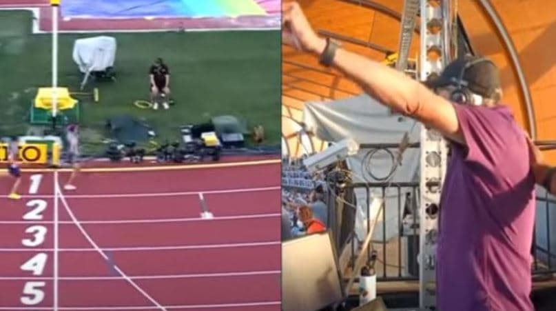 Atleti fiton garën teksa babai i tij po komentonte (VIDEO)