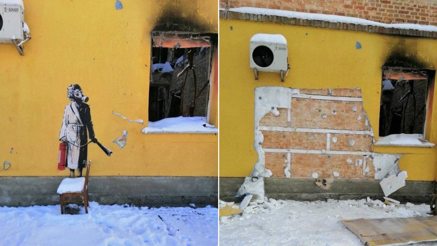 Përpjekja për ta vjedhur muralin e Banksyt në Ukrainë – arrestohet grupi i dyshuar