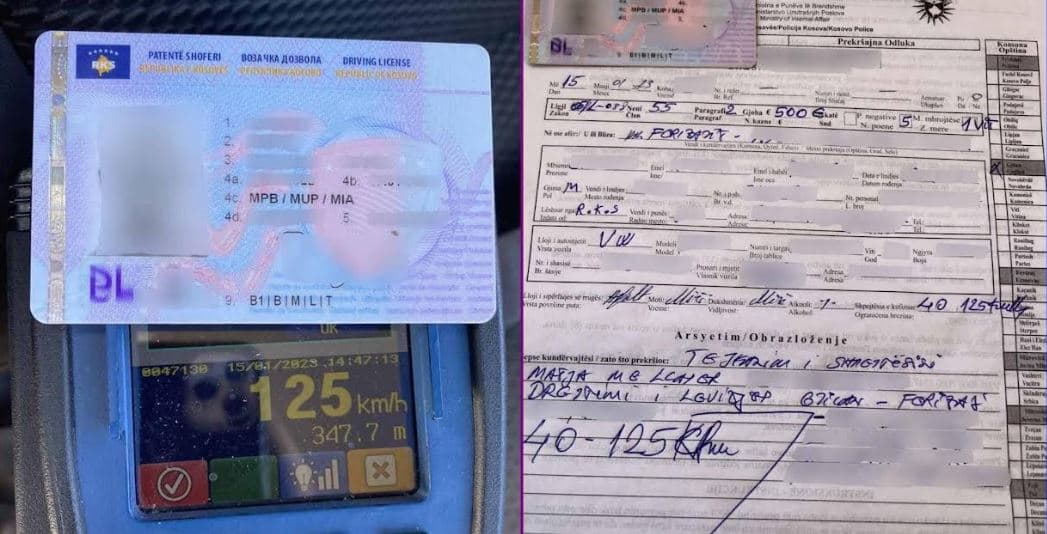 I merret patentë shoferi për një vit, ishte duke vozitur 125 kilometra në orë në zonë me 40