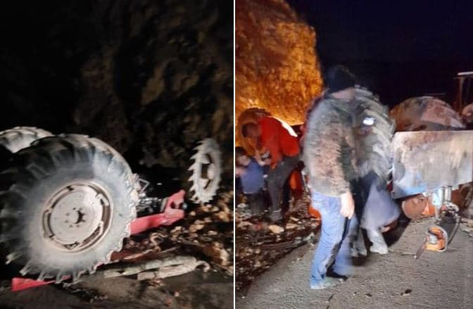 Policia e ndihmon një qytetar që ishte rrokullisur me traktor në Leposaviq (FOTO)