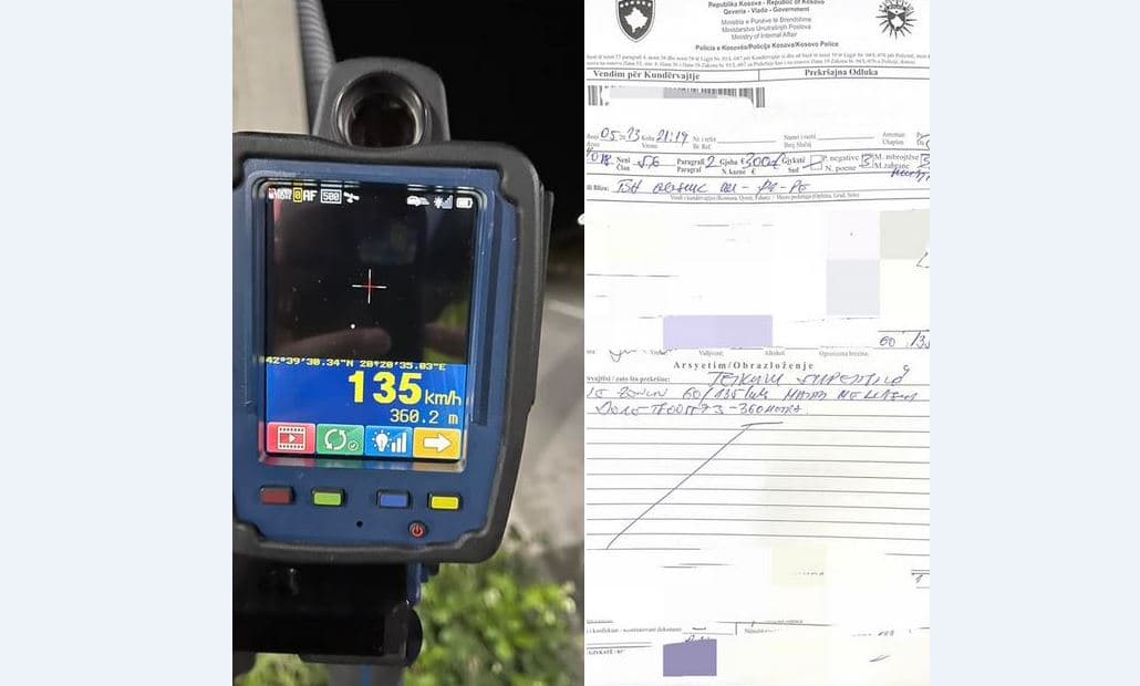 Gjobitet shoferi që lëvizi me dyfishin e shpejtësisë së lejuar