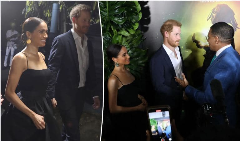 Meghan Markle dhe Princi Harry bëjnë një paraqitje surprizë në tapetin e kuq në Xhamajka në premierën e filmit Bob Marley