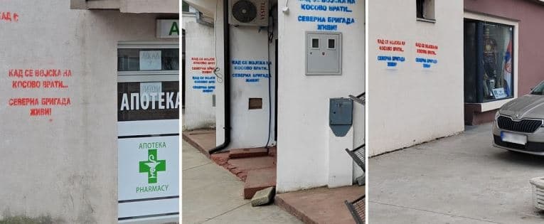 Grafite me ngjyrat e flamurit serb në komunat veriore, policia nis hetimet