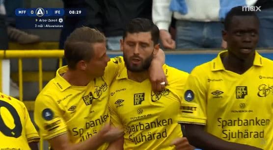 Arbër Zeneli realizon gol ndaj Malmos