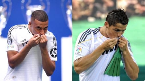 15 vjet më vonë, i njëjti vend, i njëjti klub, e njëjta pozë - Mbappe si idhulli i tij