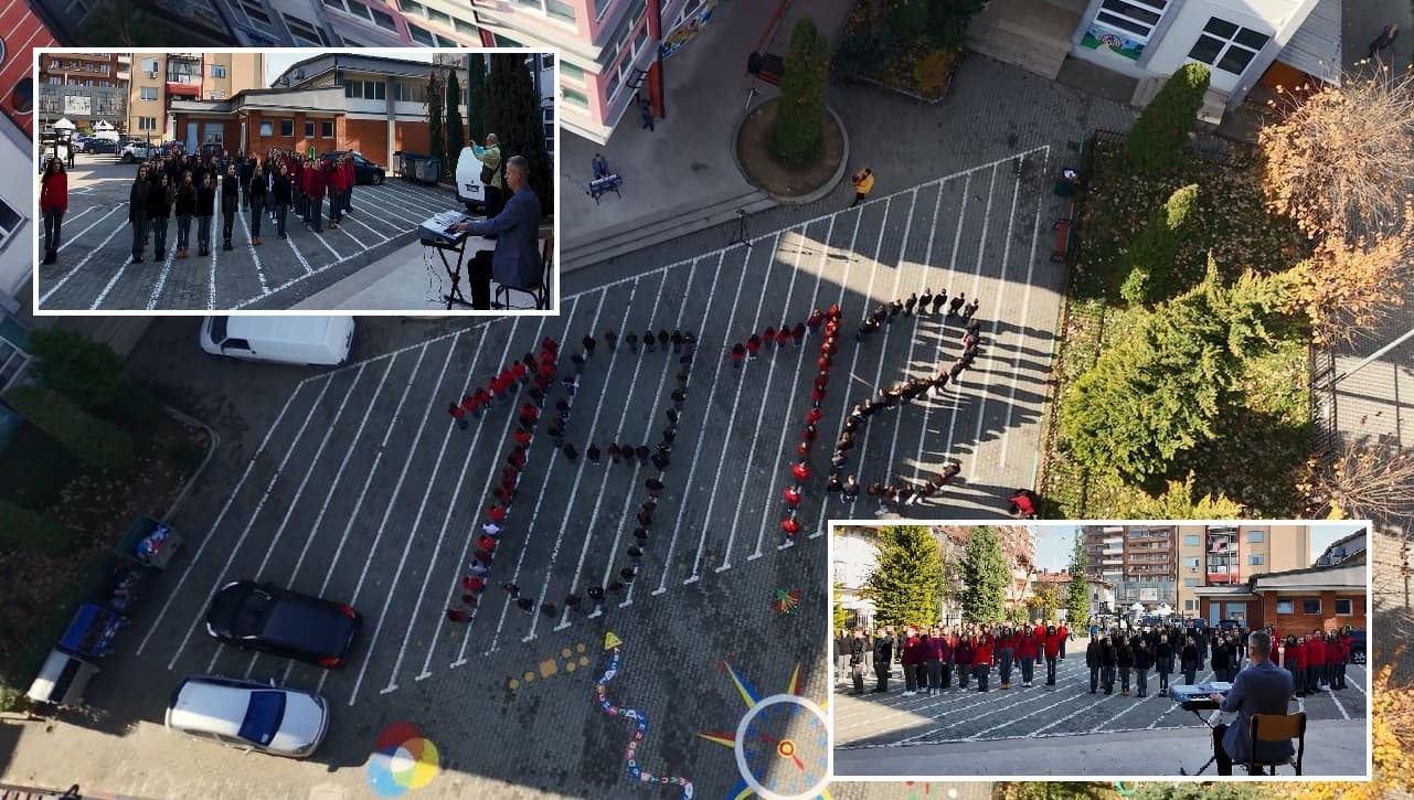 Nxënësit e shkollës “Emin Duraku" në Prizren shënojnë 28 Nëntorin në mënyrën më kreative (VIDEO)