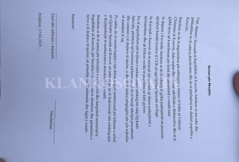 Veteranët u kërkojnë deputetëve ta nënshkruajnë betimin, si reagim për padrejtësitë e Speciales ndaj UÇK-së