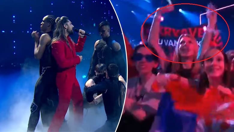 “Duart tuaja janë të përgjakura” – pankartë e fuqishme kundër Serbisë gjatë performancës së artistit serb në ‘Eurovision 2025’