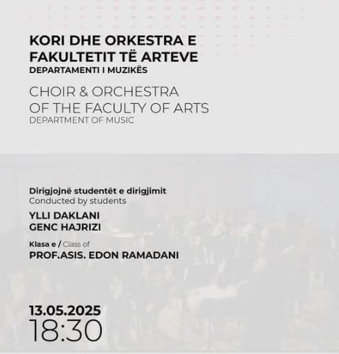 Kori dhe Orkestra e Fakultetit të Arteve me koncert në Prishtinë