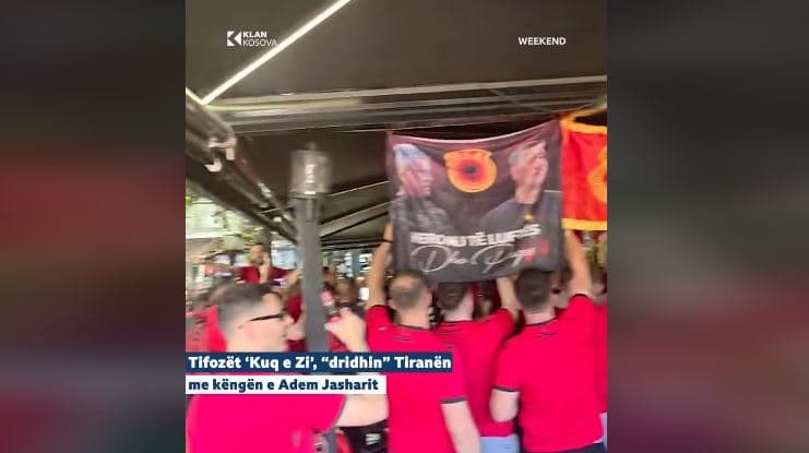 Tifozët Kuq e Zi e "dridhin" Tiranën me këngën për Adem Jasharin, pak orë para ndeshjes kundër Serbisë