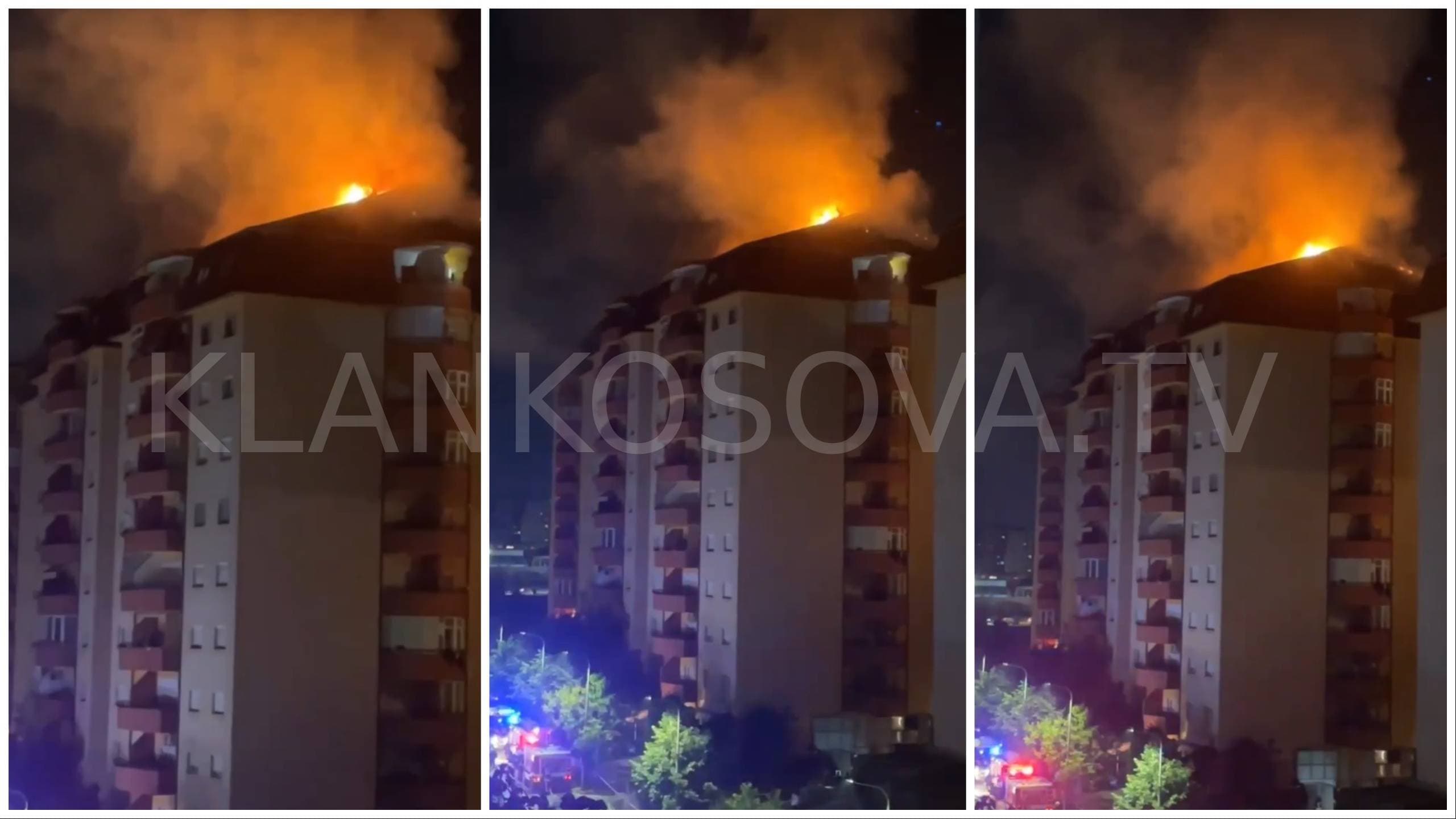 Vazhdon zjarri në ndërtesën në Emshir, flakët nuk po mund të kontrollohen (VIDEO)