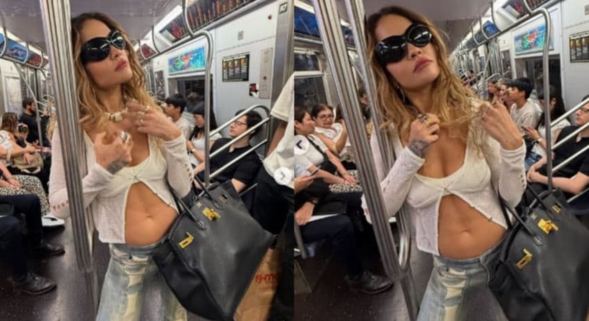 Rita Ora shfaq barkun e saj të tonifikuar derisa udhëton me metro