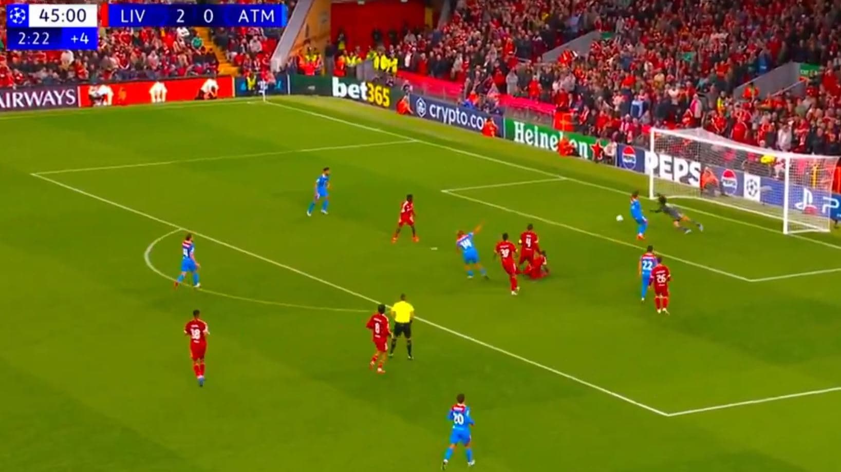 Atletico e ngushton epërsinë ndaj Liverpoolit në shtesë të pjesës së parë