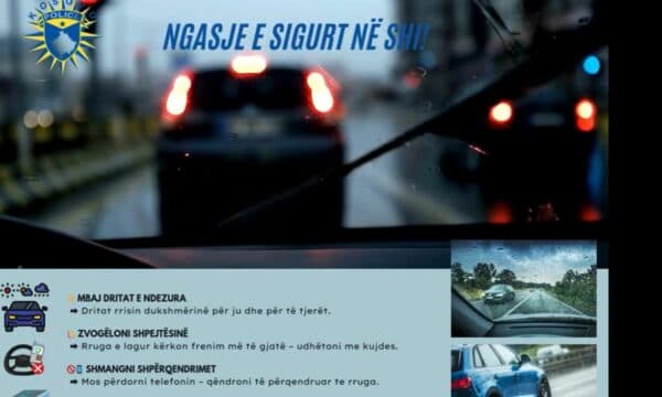 Policia me apel për shoferët që vozisin në shi: Kujdes për sigurinë tuaj dhe të tjerëve