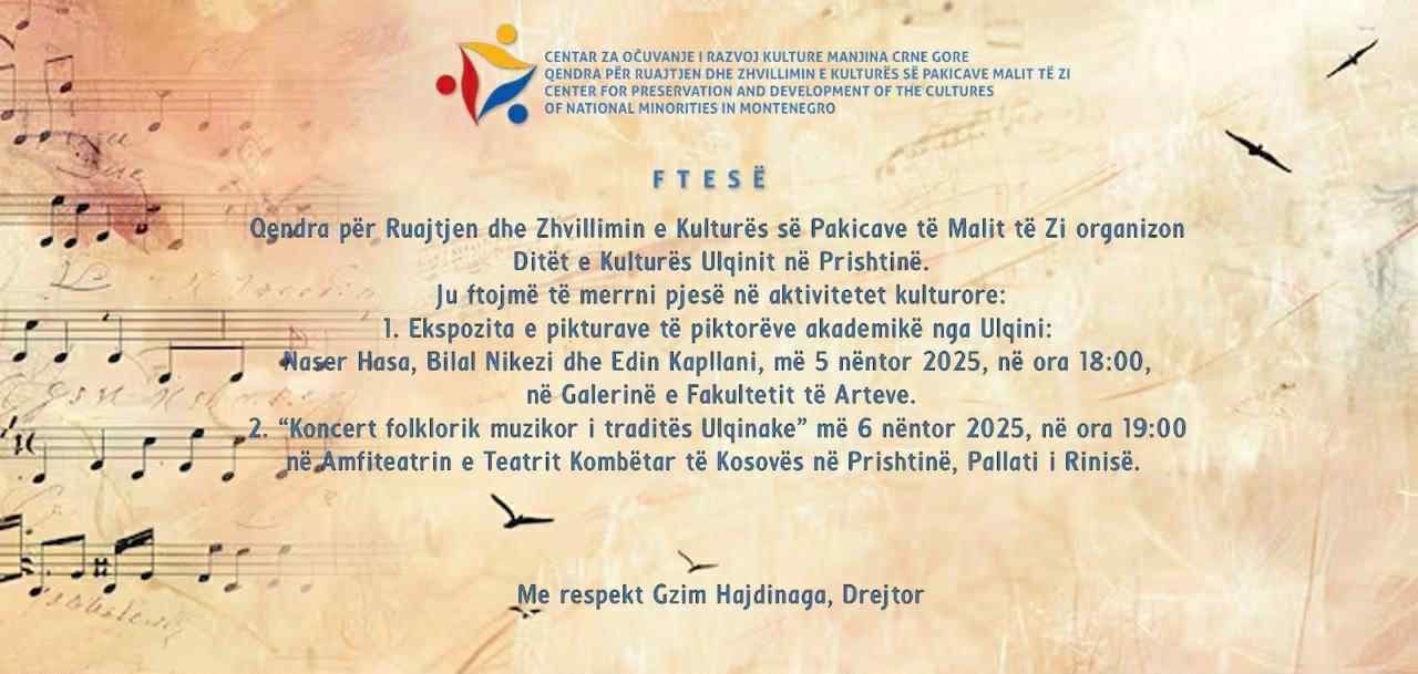 "Ditët e Kulturës" së Ulqinit vijnë në Prishtinë me ekspozita dhe koncert folklorik