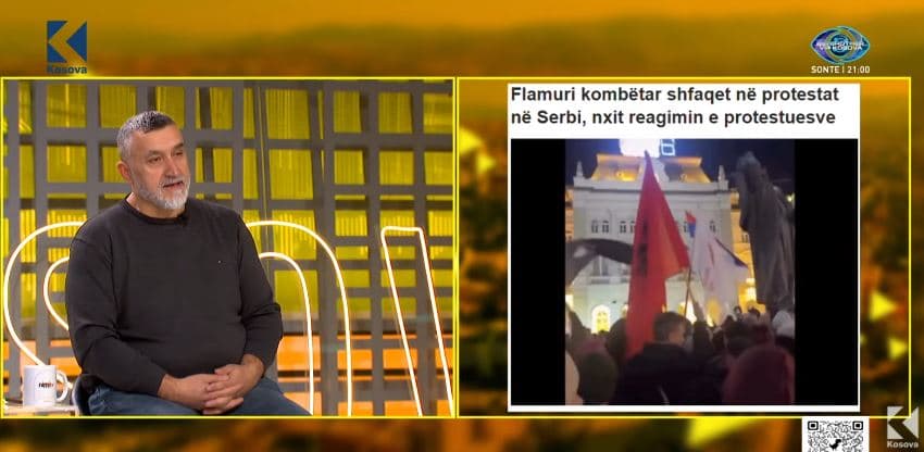 Flamuri shqiptar shkakton tension në protestën e Novi-Sadit (VIDEO)