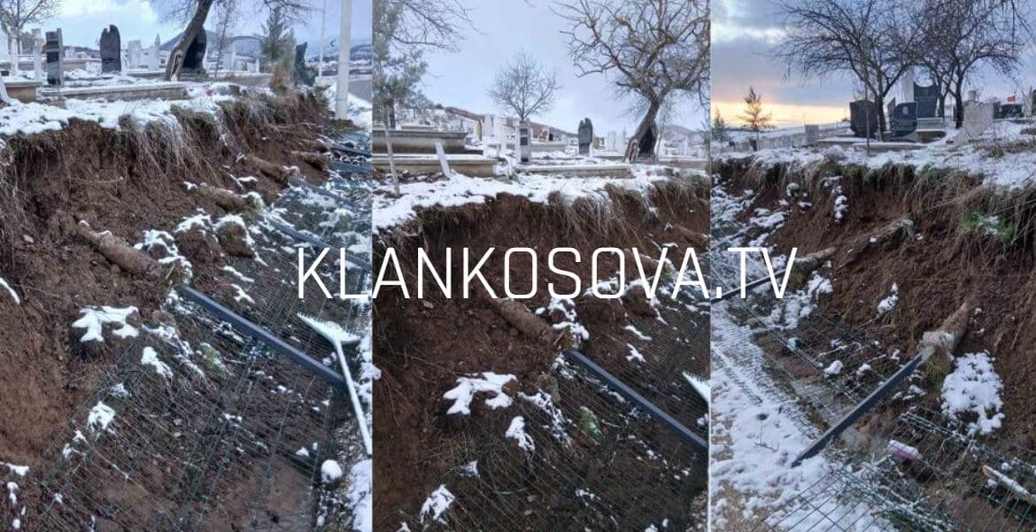 Reshjet shembin rrethojat e varrezave në Samadrexhë, ku ndodhet edhe varri i Heroit Afrim Bunjaku