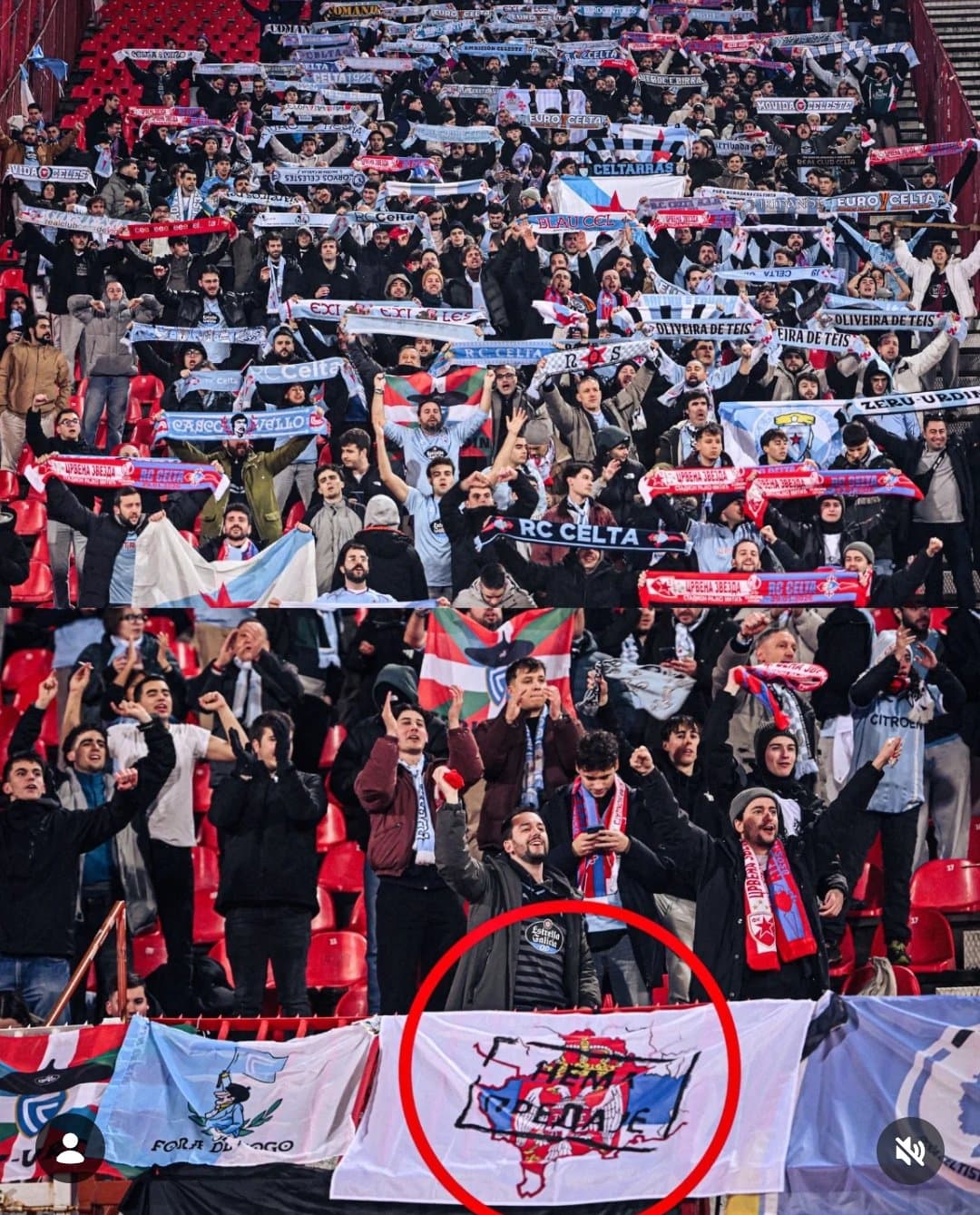 Tifozët e Celta Vigos shfaqen me transparentin fashist serb “S’ka dorëzim”