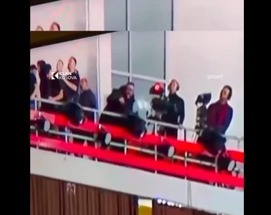 Pamje nga momenti kur qëllohet me shishe ndihmëstrajneri i KB Bashkimit, Bledar Gjeqaj (VIDEO)