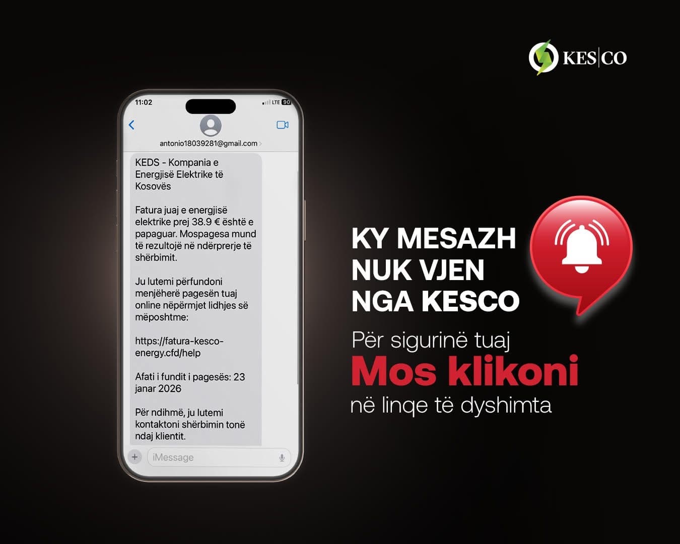 Njoftim për konsumatorët dhe mediat – Kujdes nga mesazhet mashtruese për pagesa të energjisë elektrike