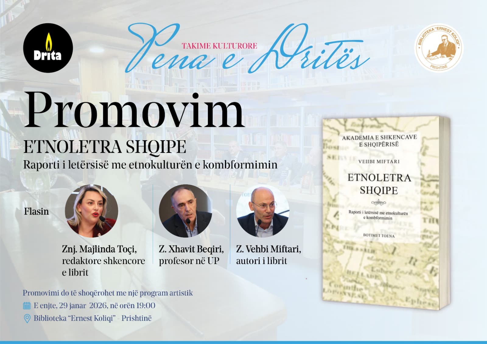 Libri "ETNOLETRA SHQIPE” promovohet sonte në Prishtinë