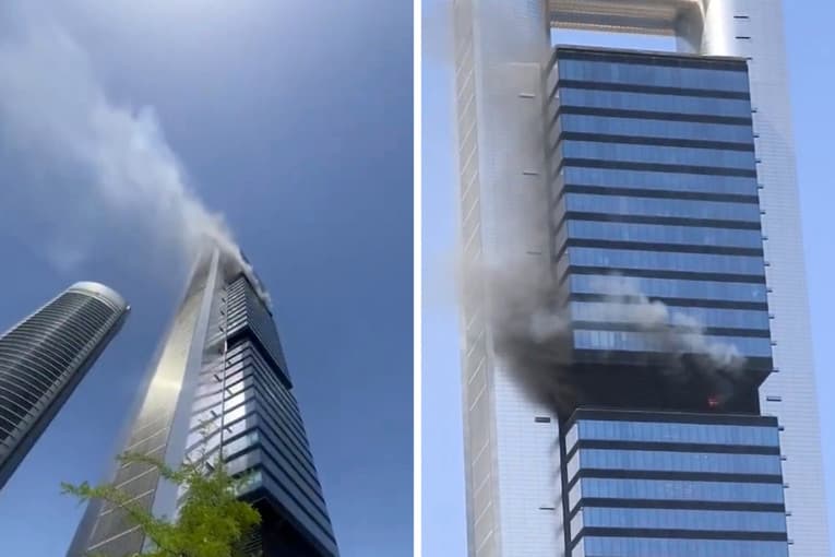 Zjarr në rrokaqiellin Torre në Madrid (VIDEO)