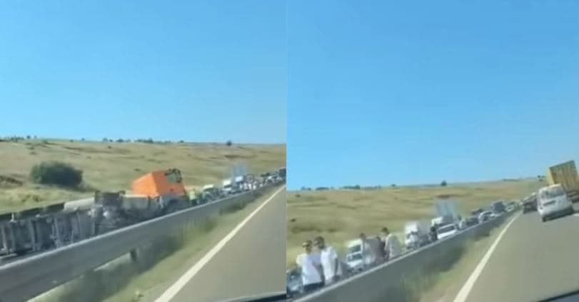 Rrokullisja e kamionit në autostradë, policia kufizon qarkullimin në një shirit