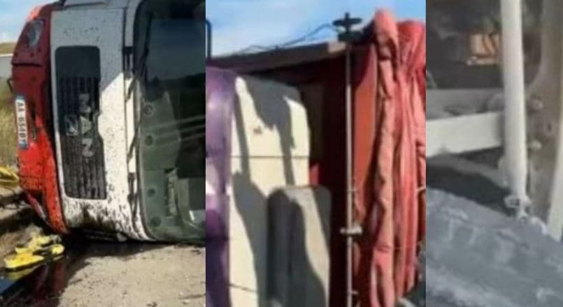 Përmbyset kamioni në rrugën Elbasan-Peqin, bllokohet qarkullimi