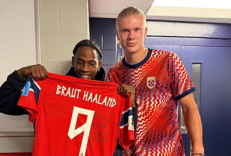 Haaland takohet me Travis Scott, i dhuron fanellën e Norvegjisë