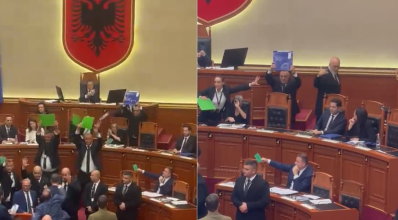Opozita e gjuan me shishe Edi Ramën në Kuvend (VIDEO)