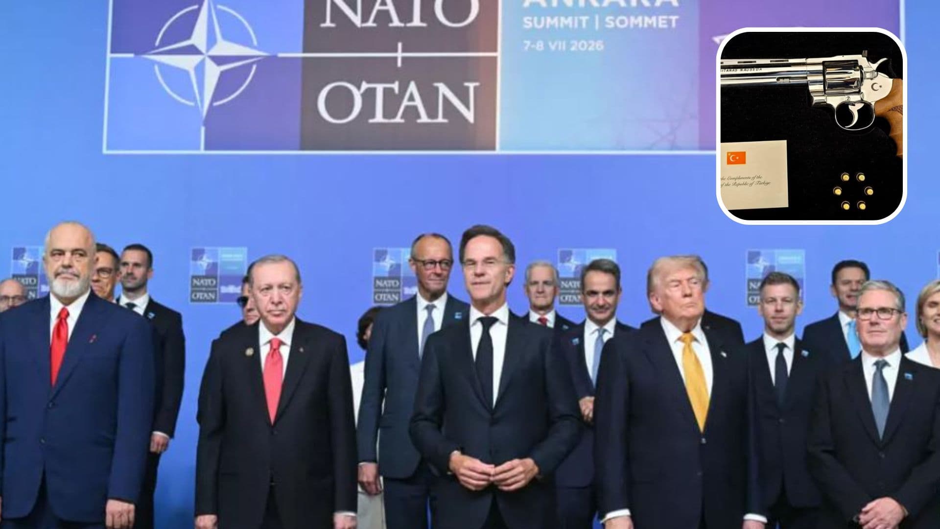 Dalin pamjet, Erdogan u jep revolverë çdo udhëheqësi të NATO-s si dhuratë lamtumire
