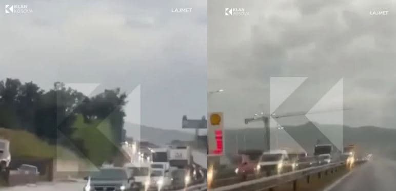 Kolona kilometrike drejt Prishtinës pas reshjeve të shiut (VIDEO)