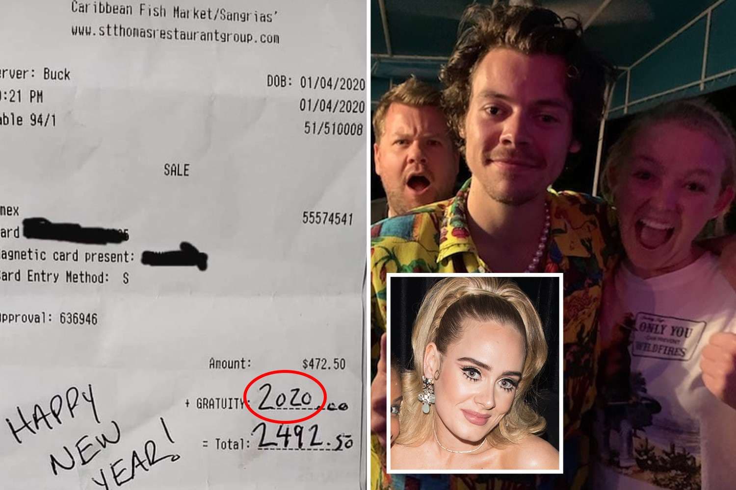 Adele dhe Harry Styles kanë lënë bakshish rreth dymijë dollarë në një lokal