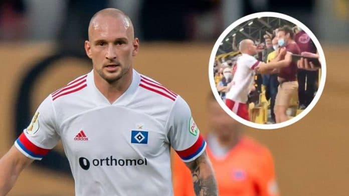 Futbollisti i Hamburgut futet në tribunë, përplaset me tifozin (VIDEO)
