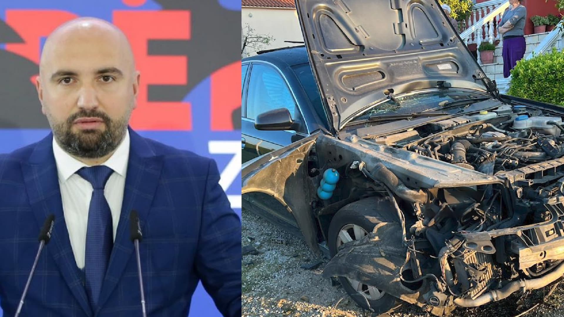 Momenti kur automjeti i Bernard Ndrecës shpërthen sapo ai hipën në të (VIDEO)