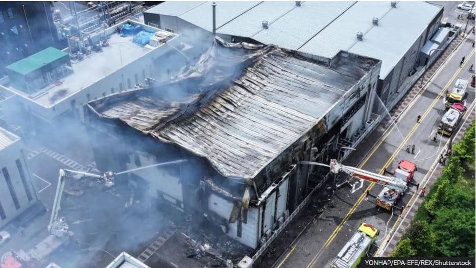 Shpërthimi i baterive në fabrikën e Koresë së Jugut, 22 të vdekur
