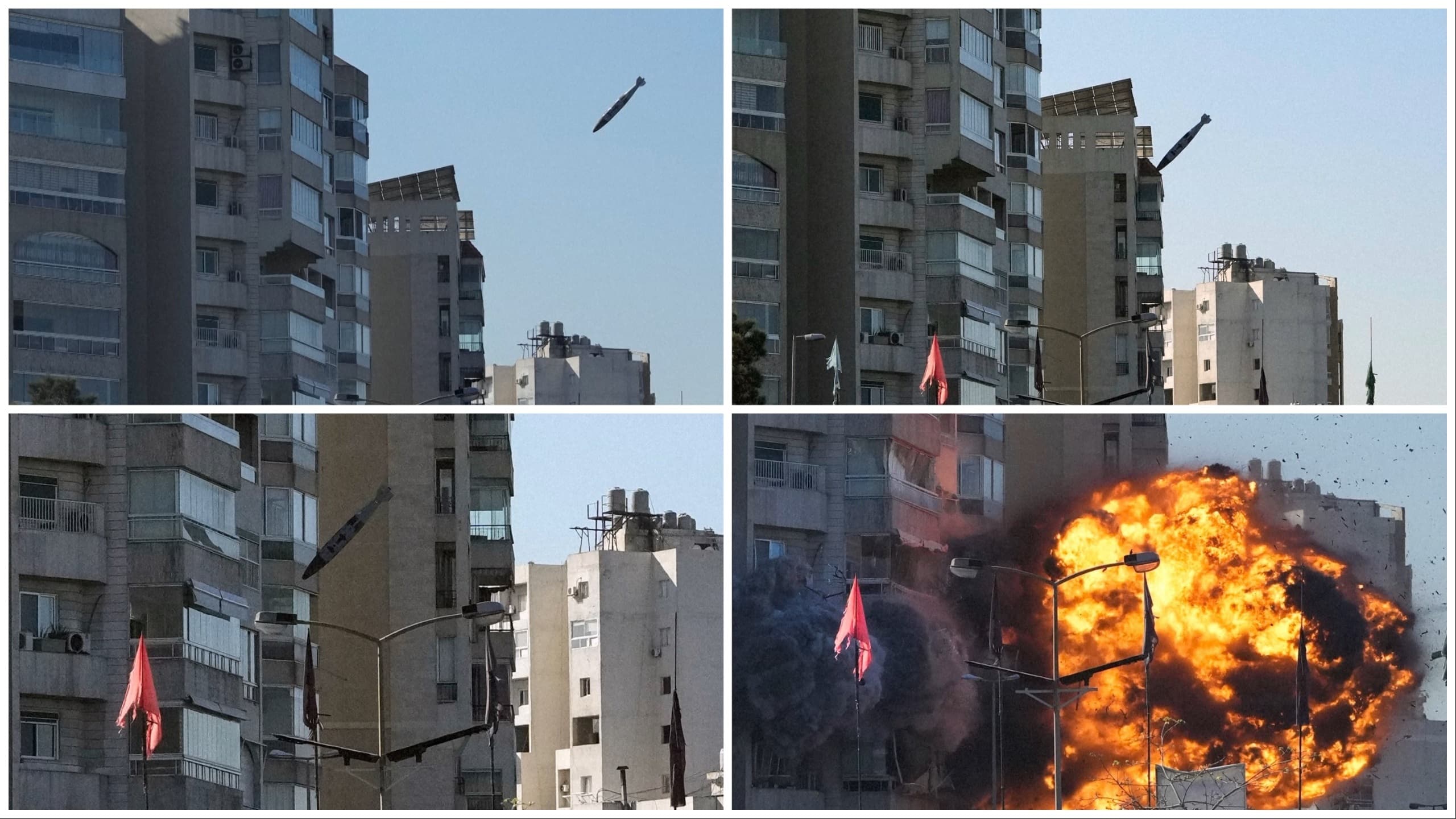 Kamera kap predhën izraelite para dhe pas goditjes së një banese në Bejrut