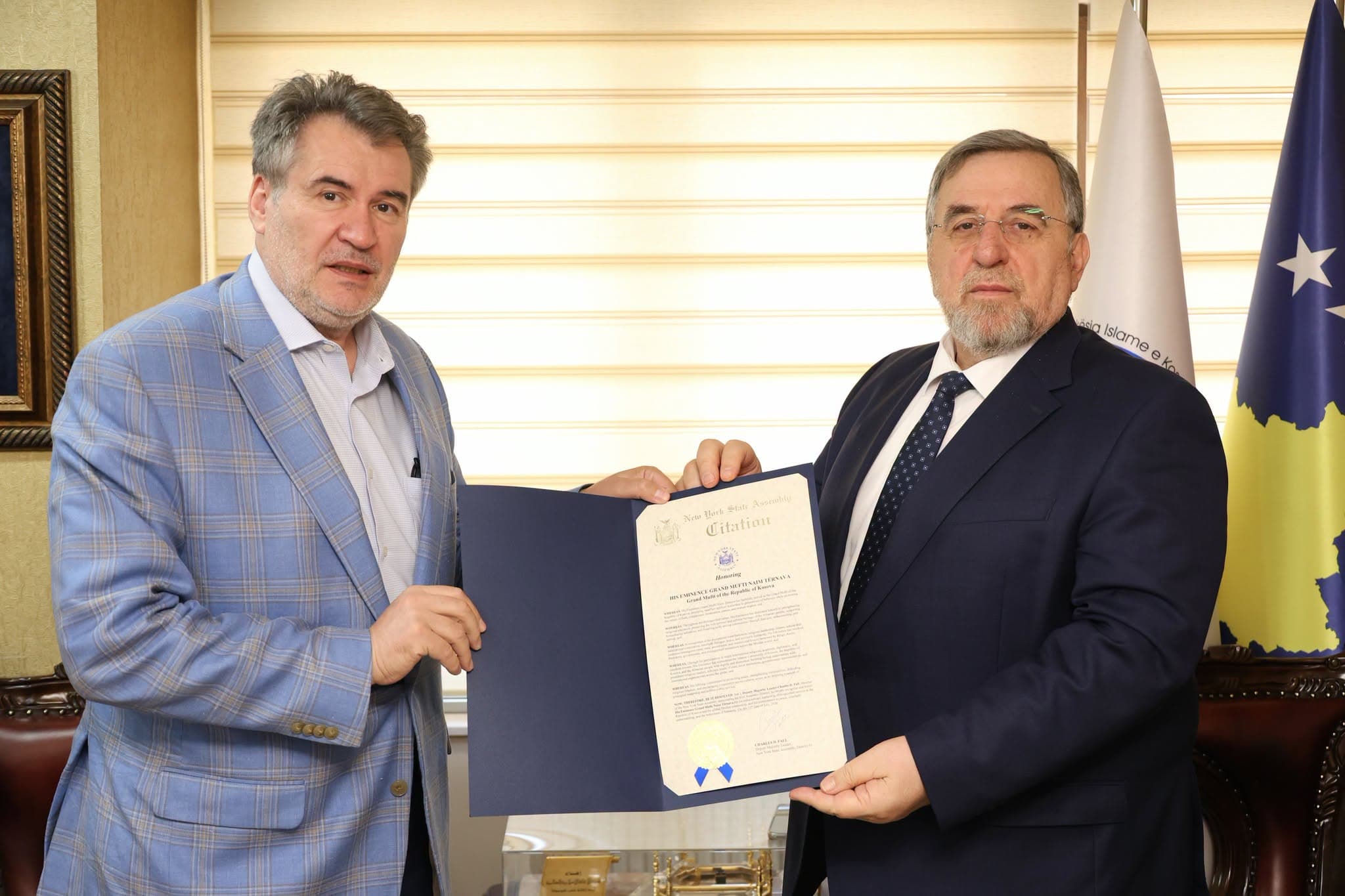 Myftiu Tërnava nderohet me mirënjohje nga Asambleja e Shtetit të Nju Jorkut